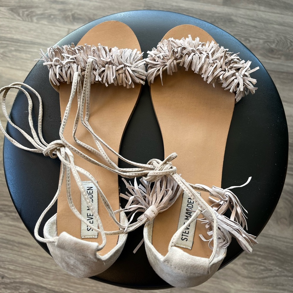 Steve Madden Women's Fringe Sandals - Cream